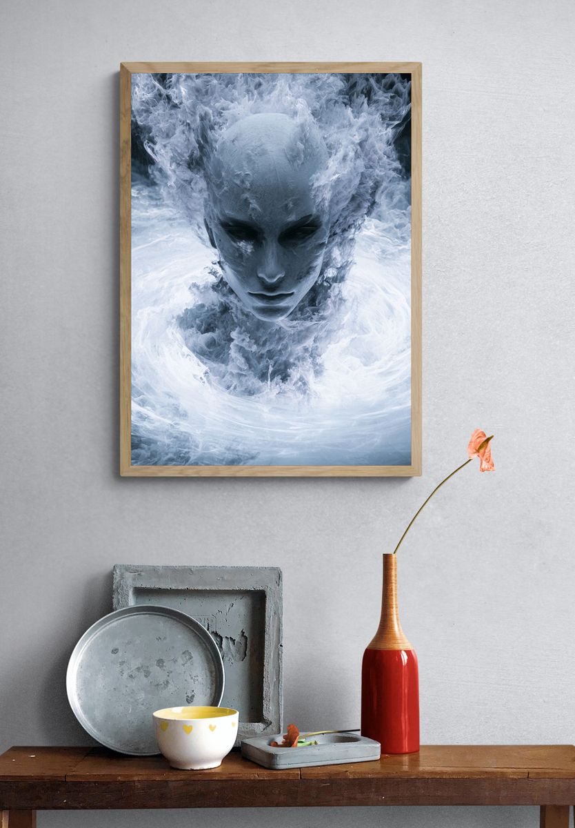 Ethereal Ice Face Illustration Poster. — room view 3