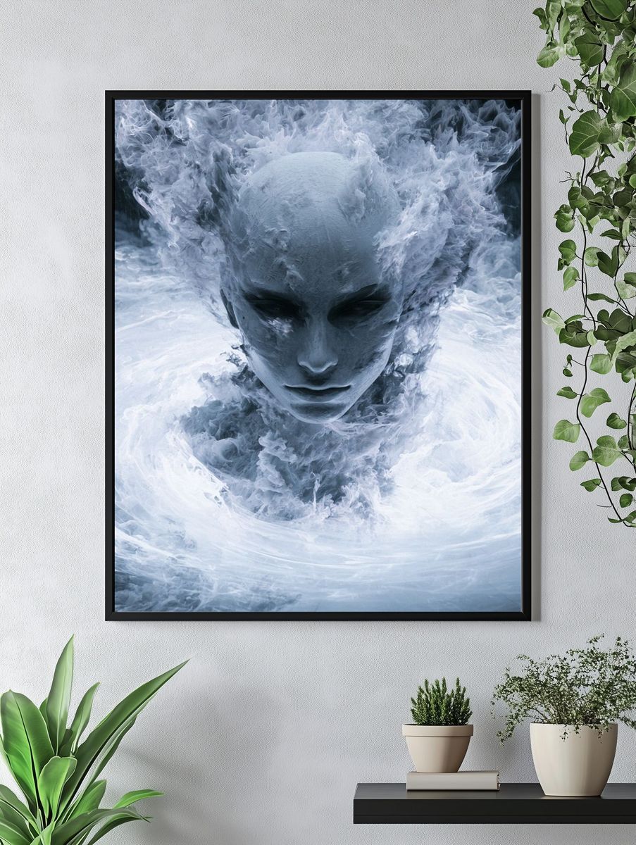 Ethereal Ice Face Illustration Poster. — room view 4