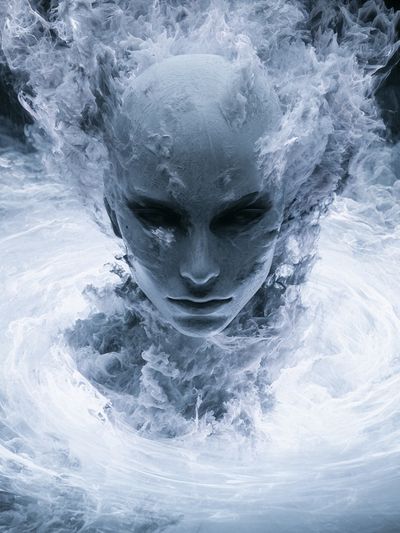 Ethereal Ice Face Illustration Poster. poster