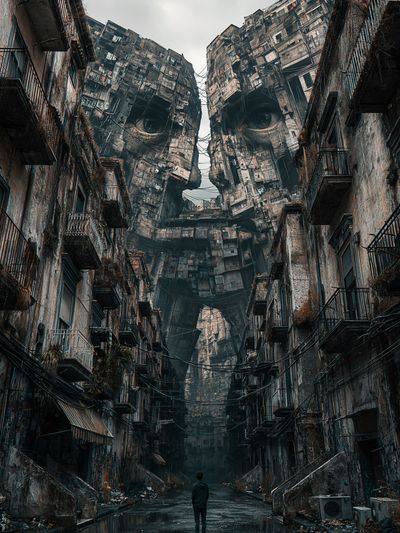 Surreal Ruined Cityscape Poster. poster