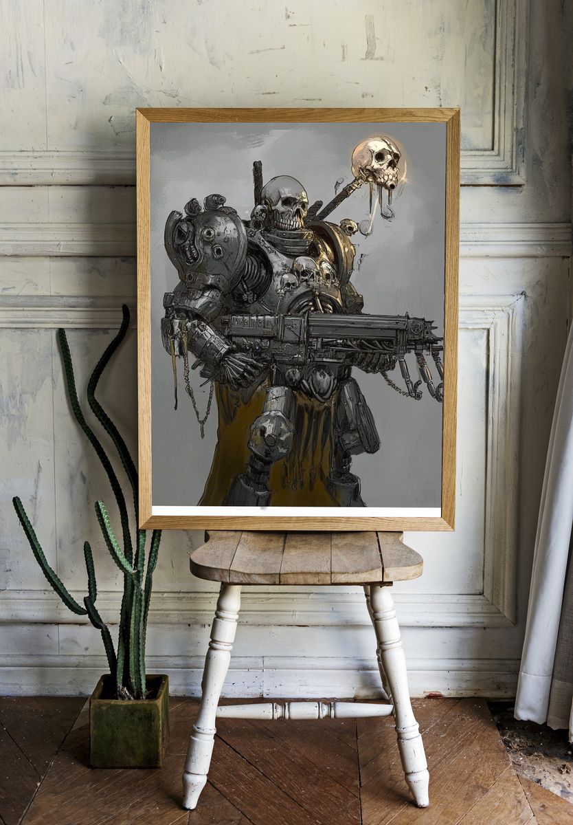 Skull Armored Warrior Print. room preview