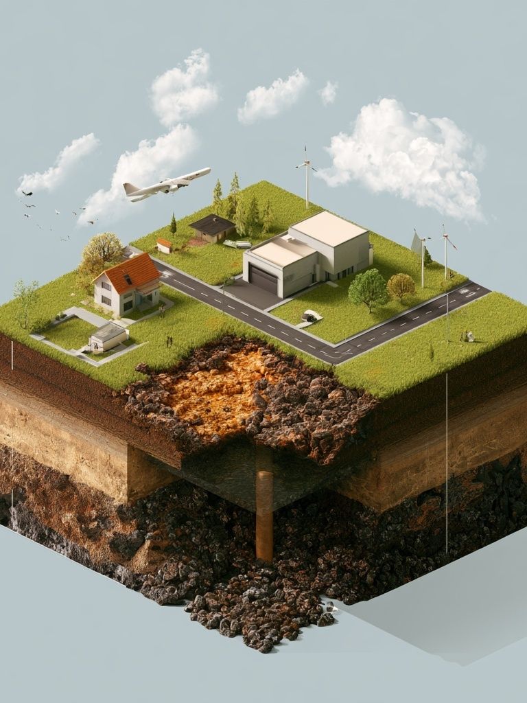 Floating Landscape Cutaway Print. poster — illustration art