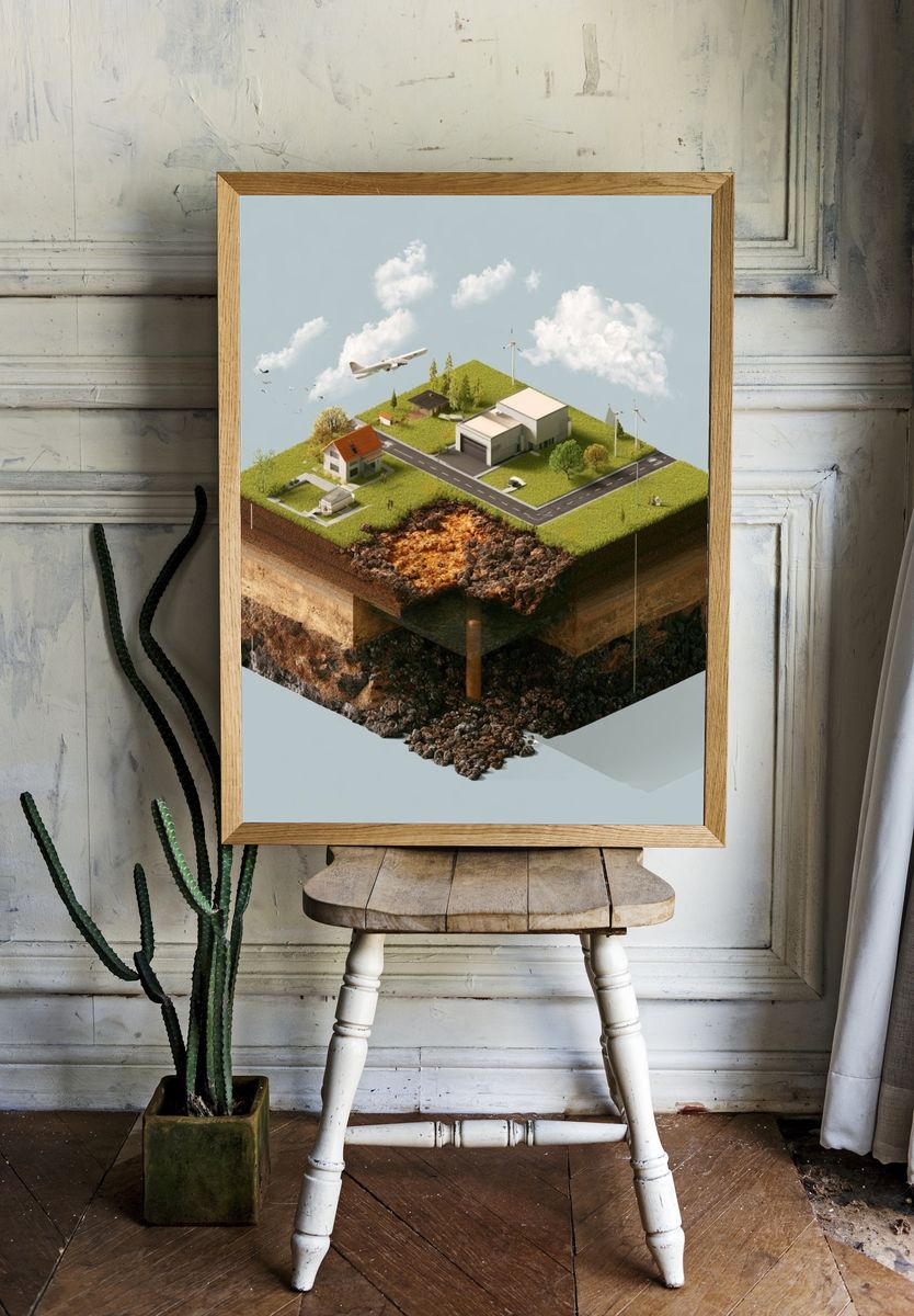 Floating Landscape Cutaway Print. — room view 1