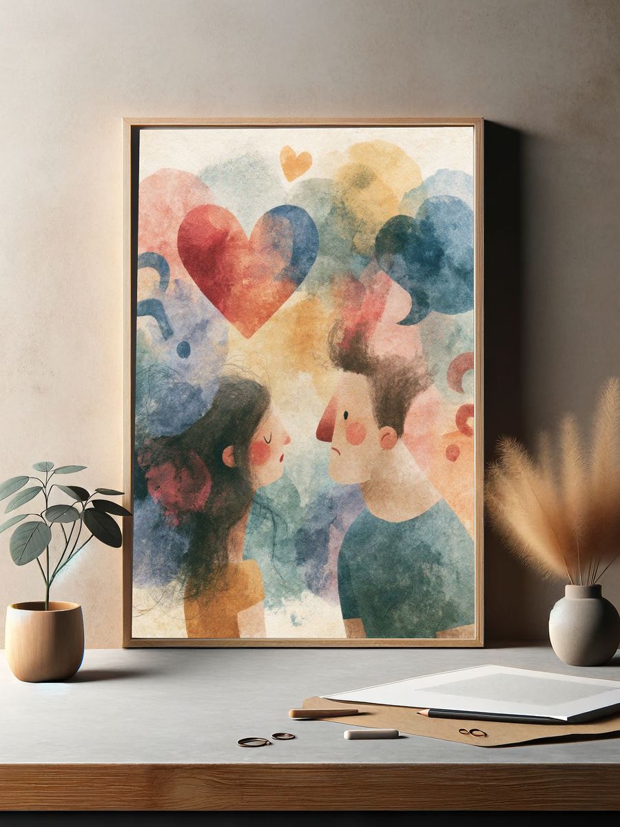 Love Questions Illustration Poster. — room view 2