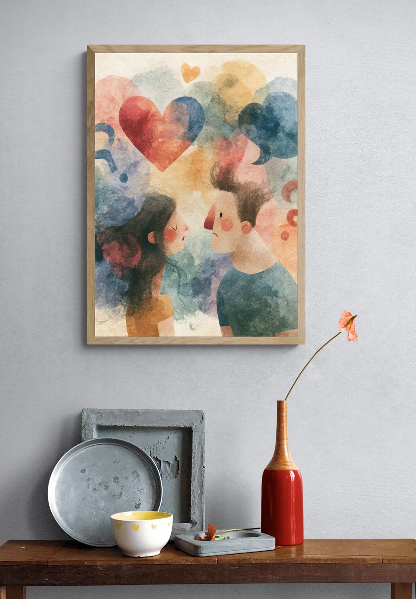 Love Questions Illustration Poster. — room view 3