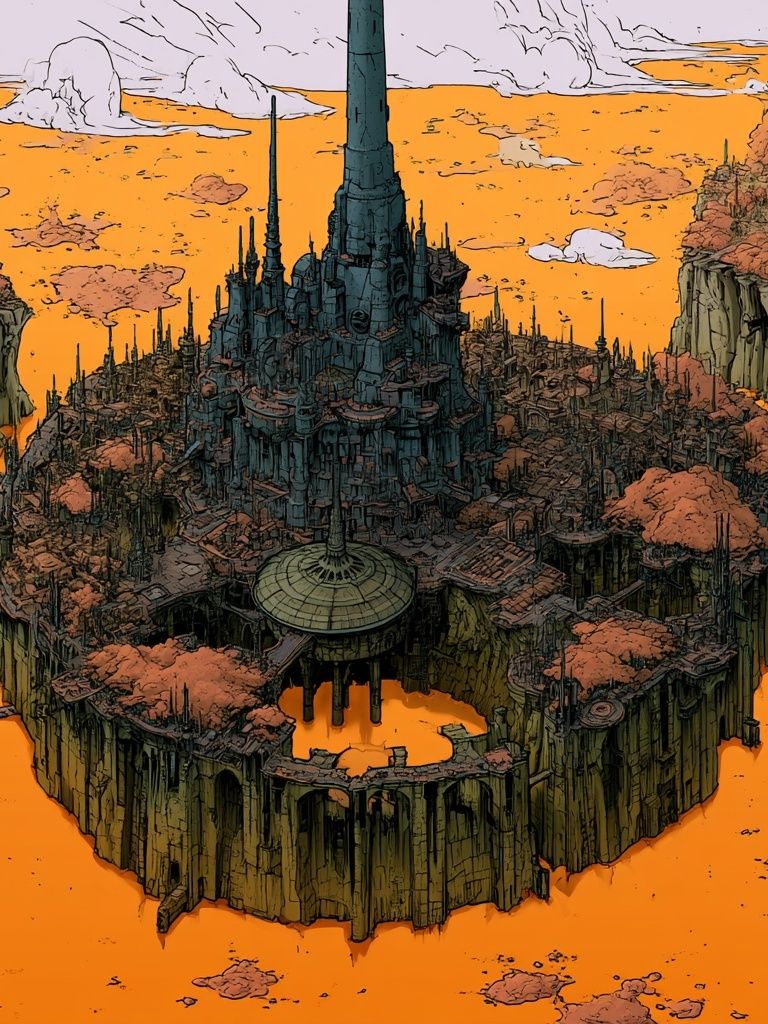 Floating Citadel Sci-Fi Illustration Poster. poster — illustration art