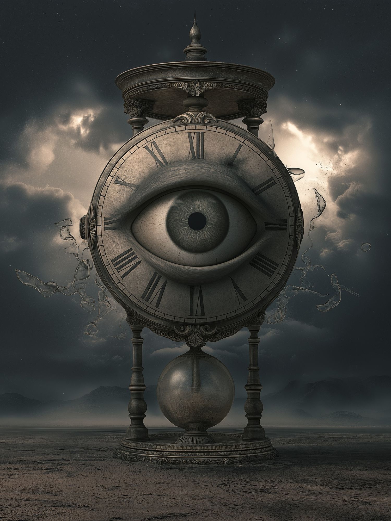 Surreal Clock Eye Illustration Poster. poster — illustration art