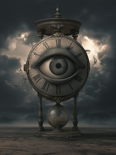 Surreal Clock Eye Illustration Poster.