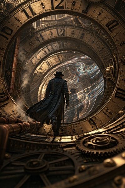 Time Portal Traveler Illustration Poster. poster