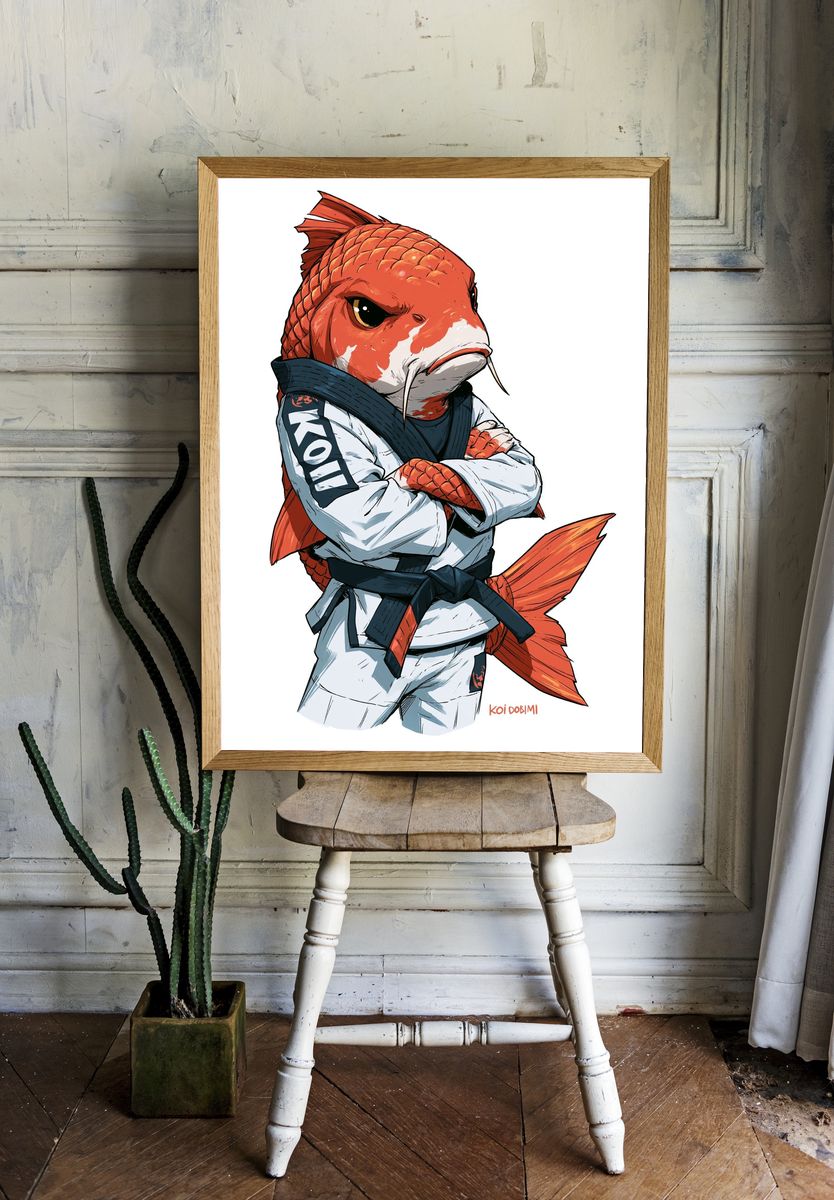 Koi Karate Fish Illustration Poster. room preview