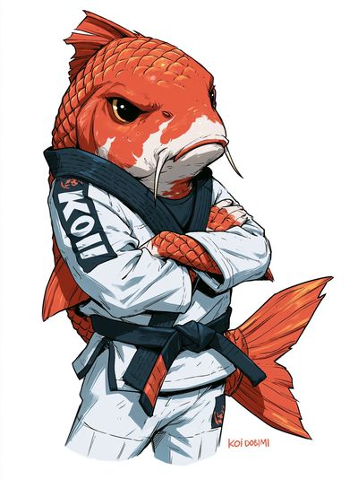 Koi Karate Fish Illustration Poster. poster