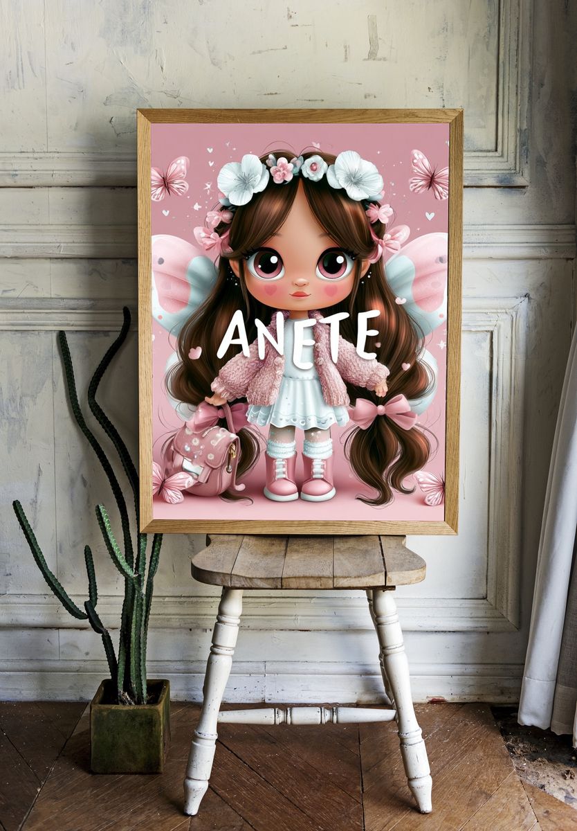 Pink Fairy Girl Illustration Poster. room preview