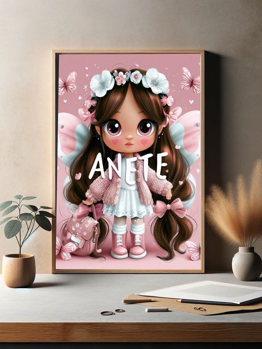 Pink Fairy Girl Illustration Poster. — room view 2