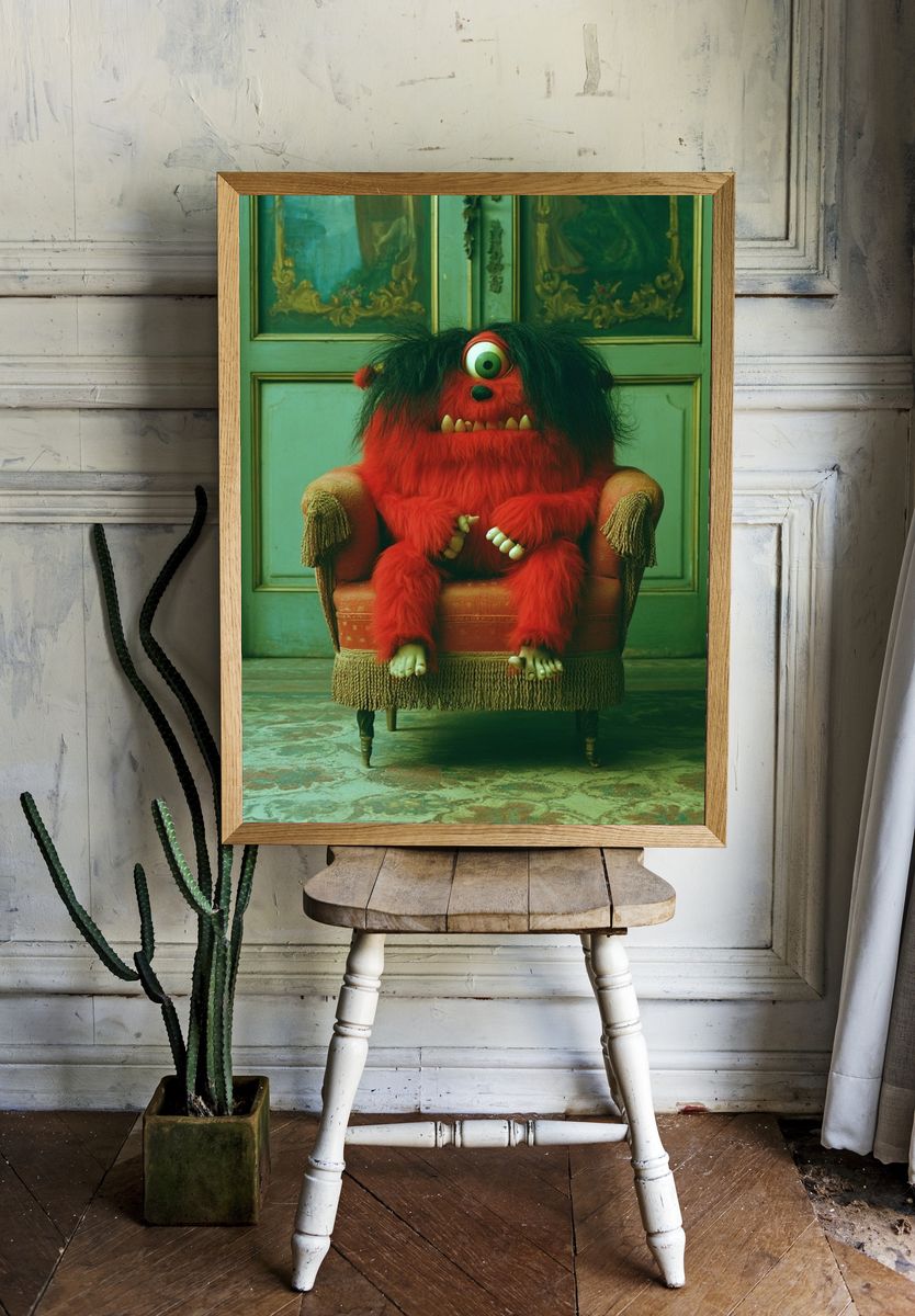Red Monster Portrait Print. room preview