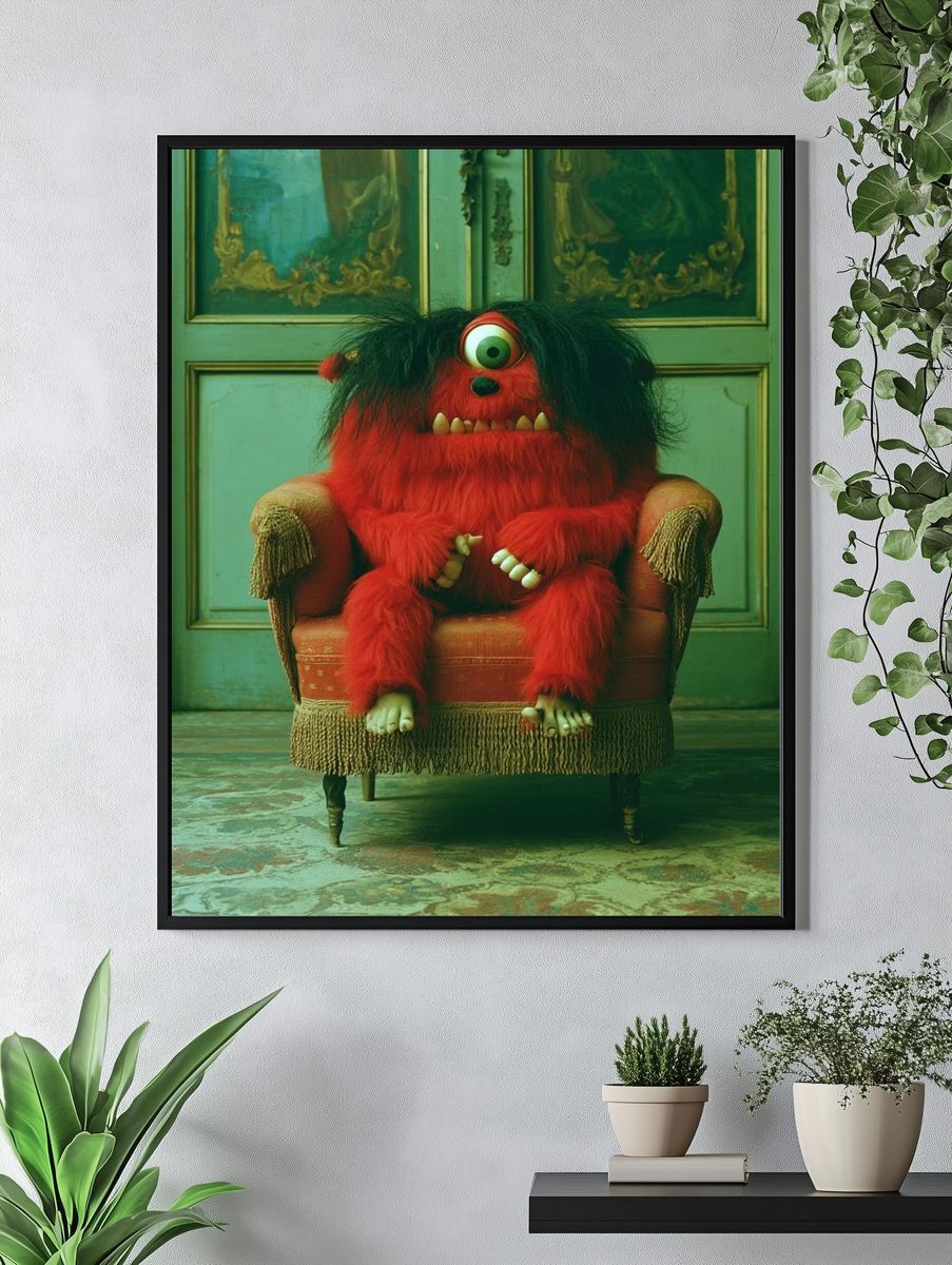 Red Monster Portrait Print. — room view 4