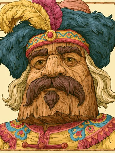 Wooden King Portrait Print. poster