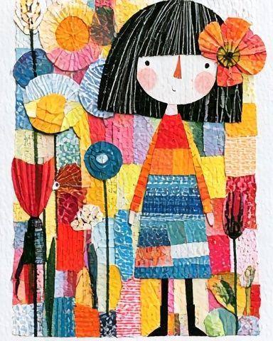 Girl in Flower Garden Illustration Poster. poster — illustration art