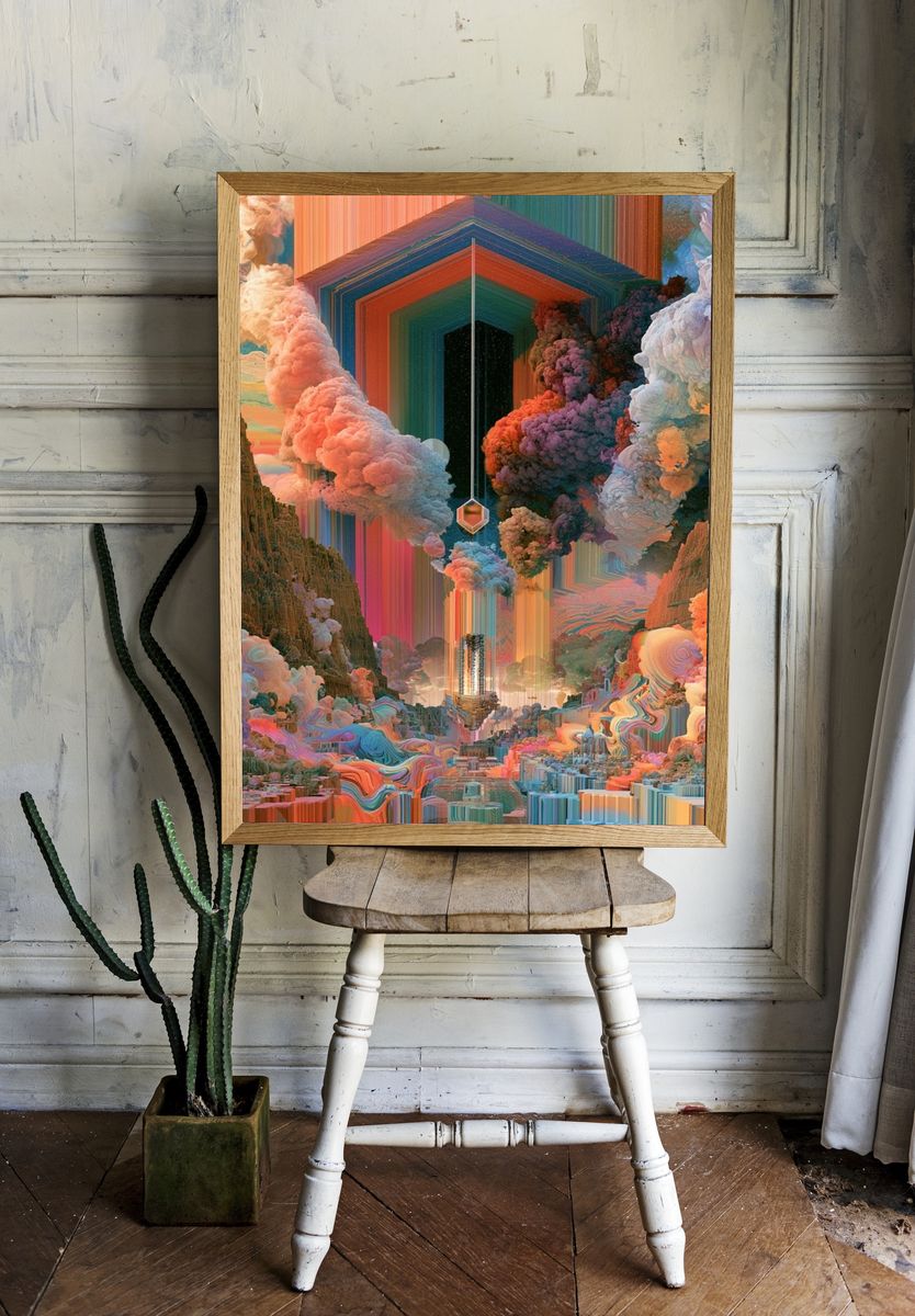 Surreal Canyon Portal Print. room preview