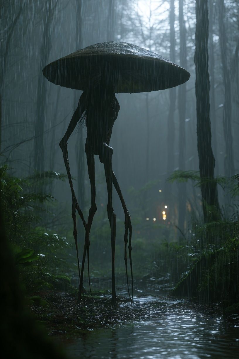 Rainy Forest Creature Illustration Poster. poster — illustration art