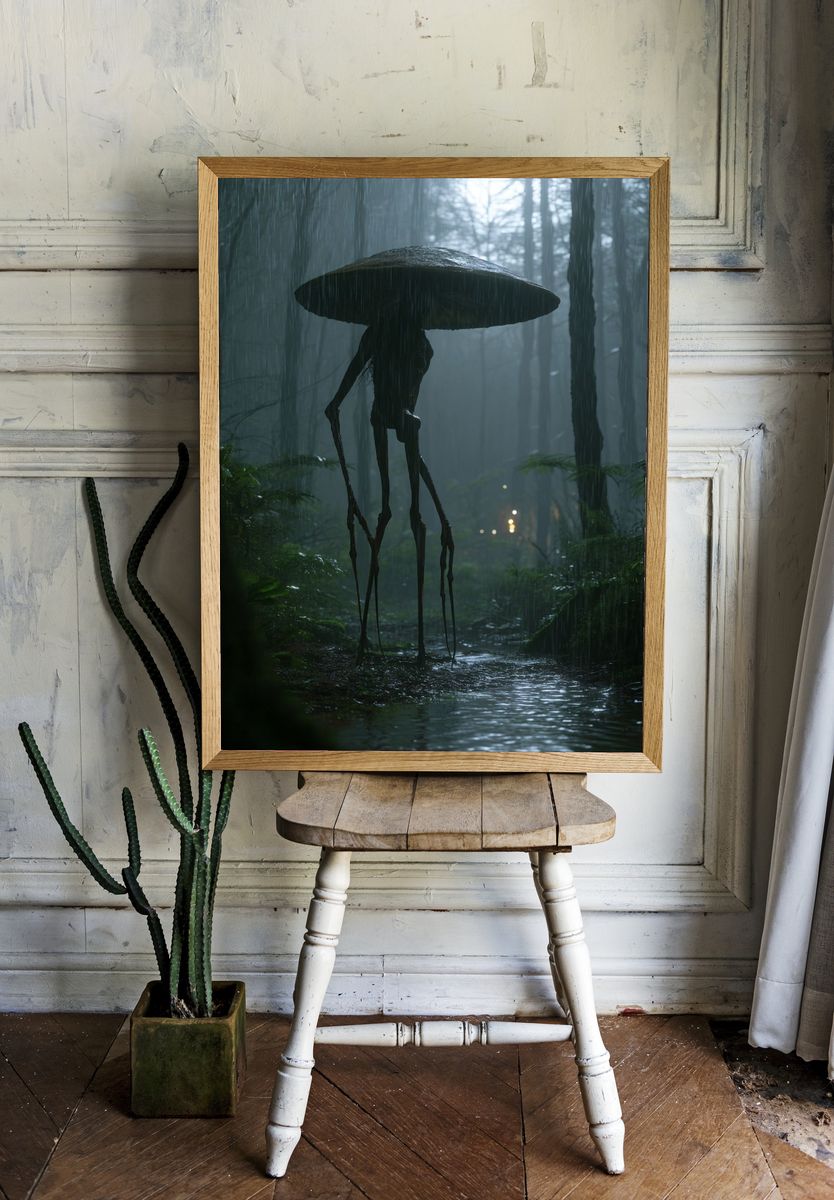 Rainy Forest Creature Illustration Poster. room preview