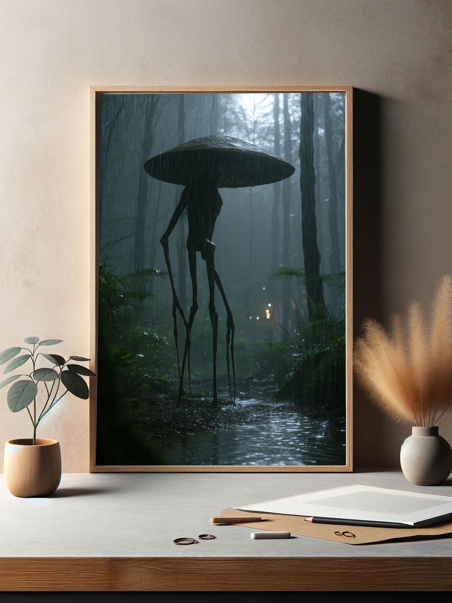 Rainy Forest Creature Illustration Poster. — room view 2