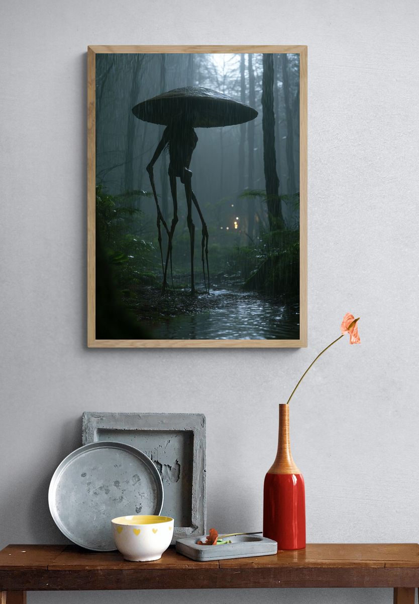 Rainy Forest Creature Illustration Poster. — room view 3