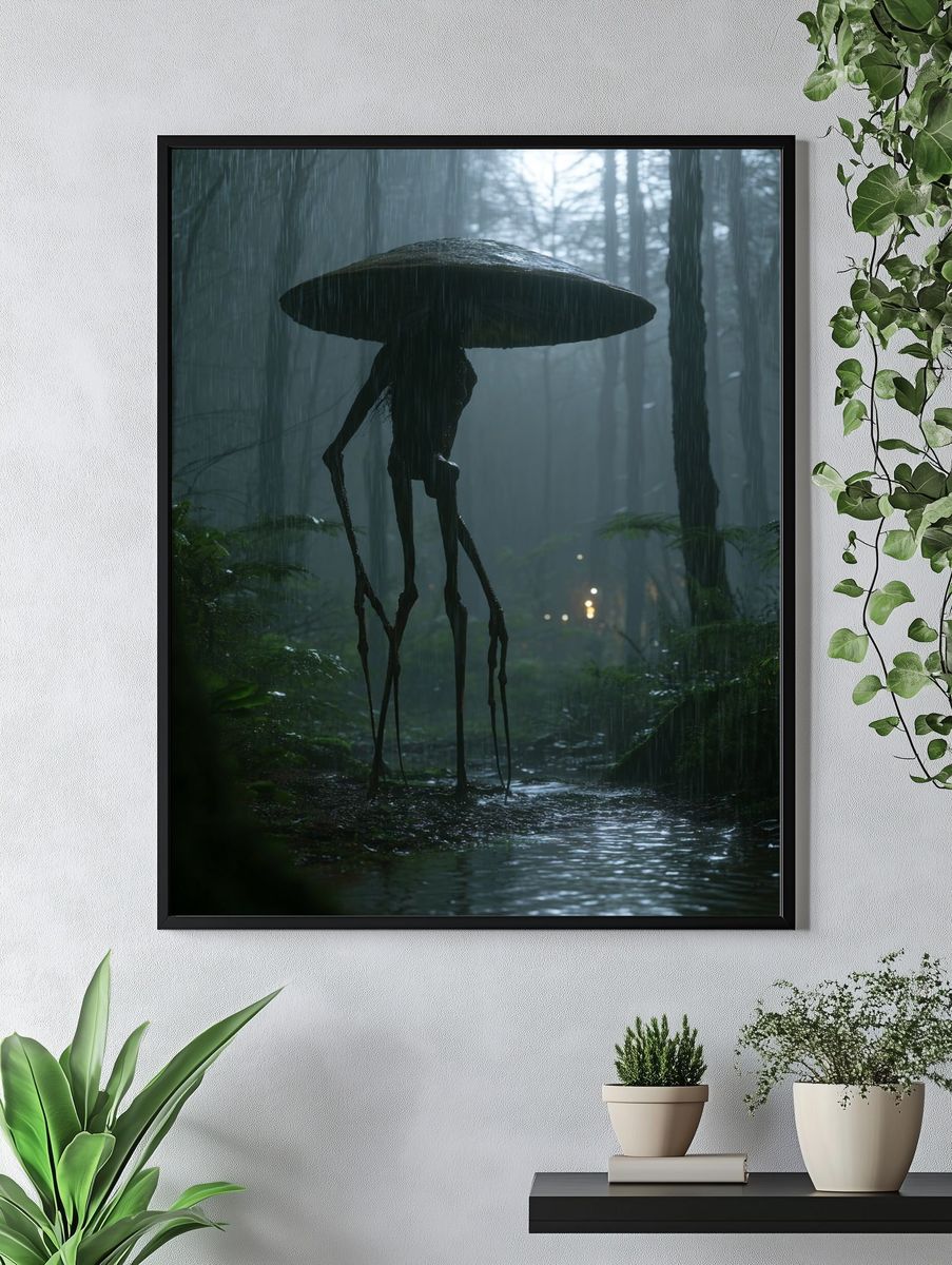 Rainy Forest Creature Illustration Poster. — room view 4