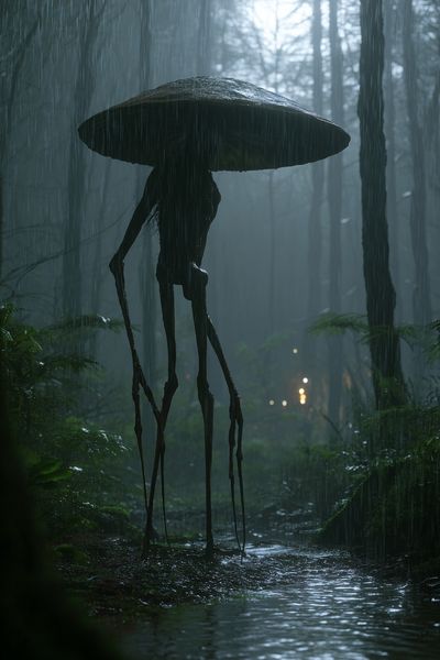 Rainy Forest Creature Illustration Poster.