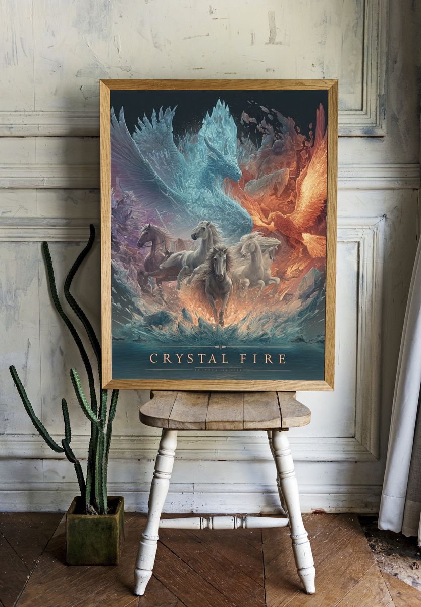 Crystal Fire Horses Fantasy Print. — room view 1