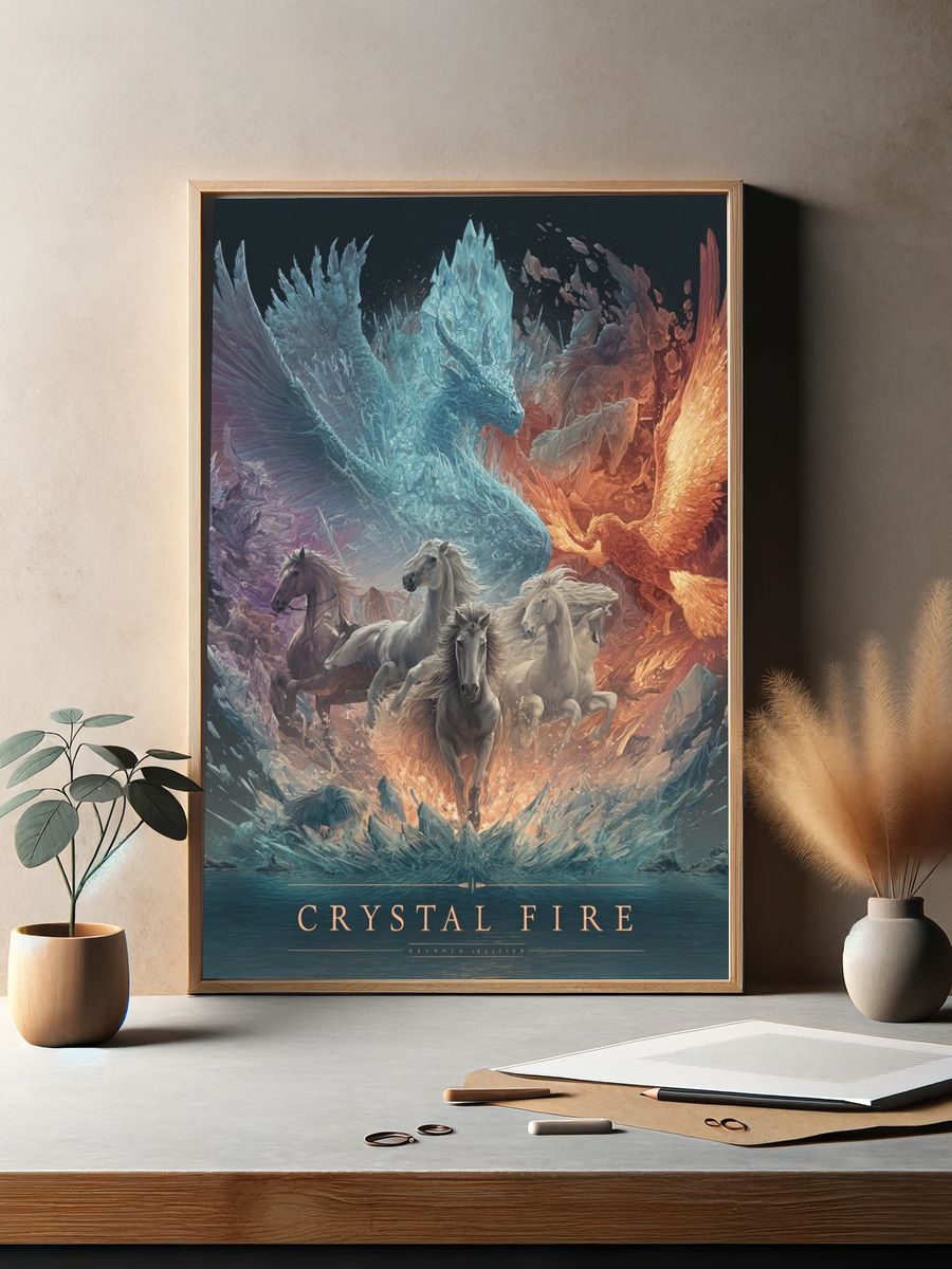 Crystal Fire Horses Fantasy Print. — room view 2
