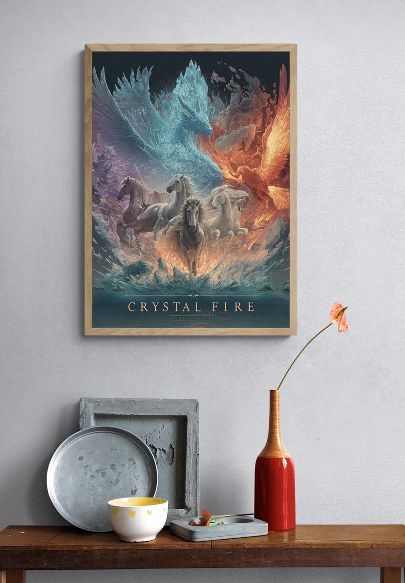 Crystal Fire Horses Fantasy Print. — room view 3