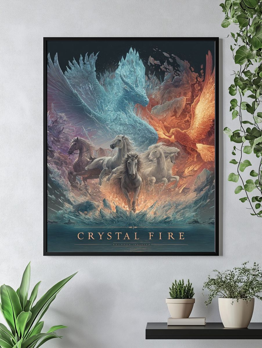 Crystal Fire Horses Fantasy Print. — room view 4