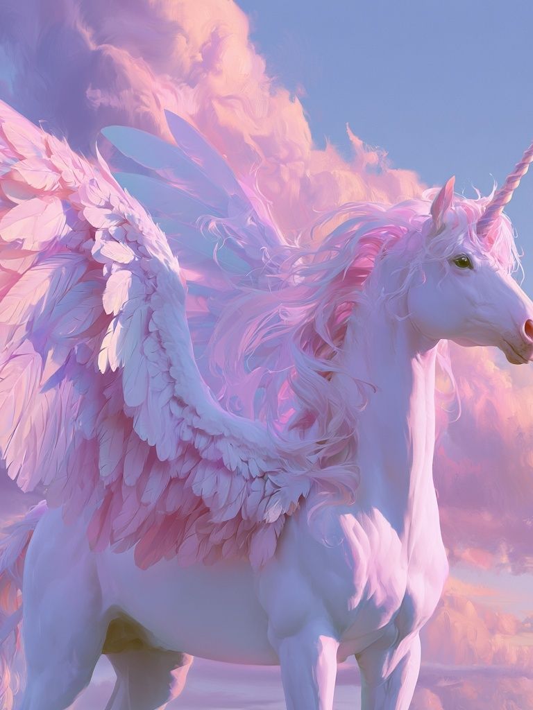 Pastel Winged Unicorn Illustration Poster. poster — illustration art