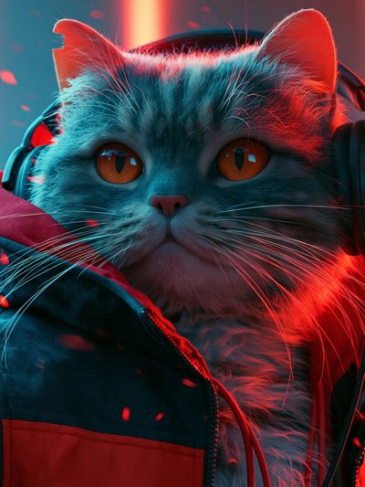 Cyber Cat Portrait Poster.
