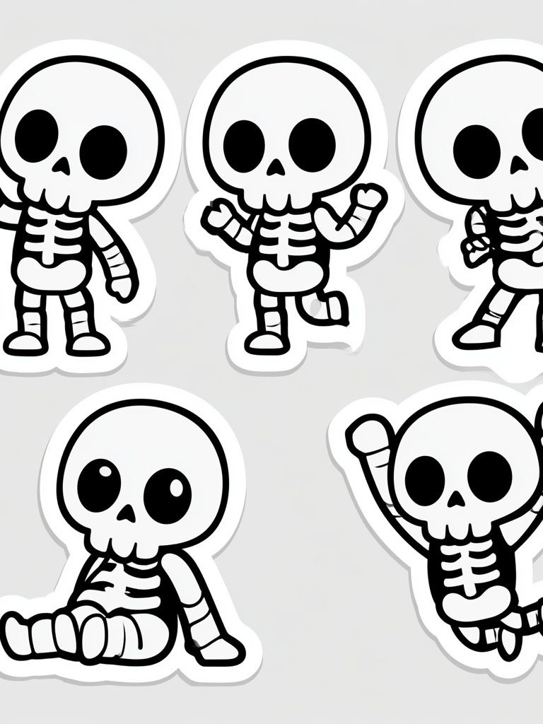 Cute Skeleton Characters Typography Print. poster detail