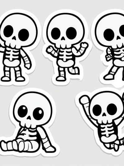 Cute Skeleton Characters Typography Print.