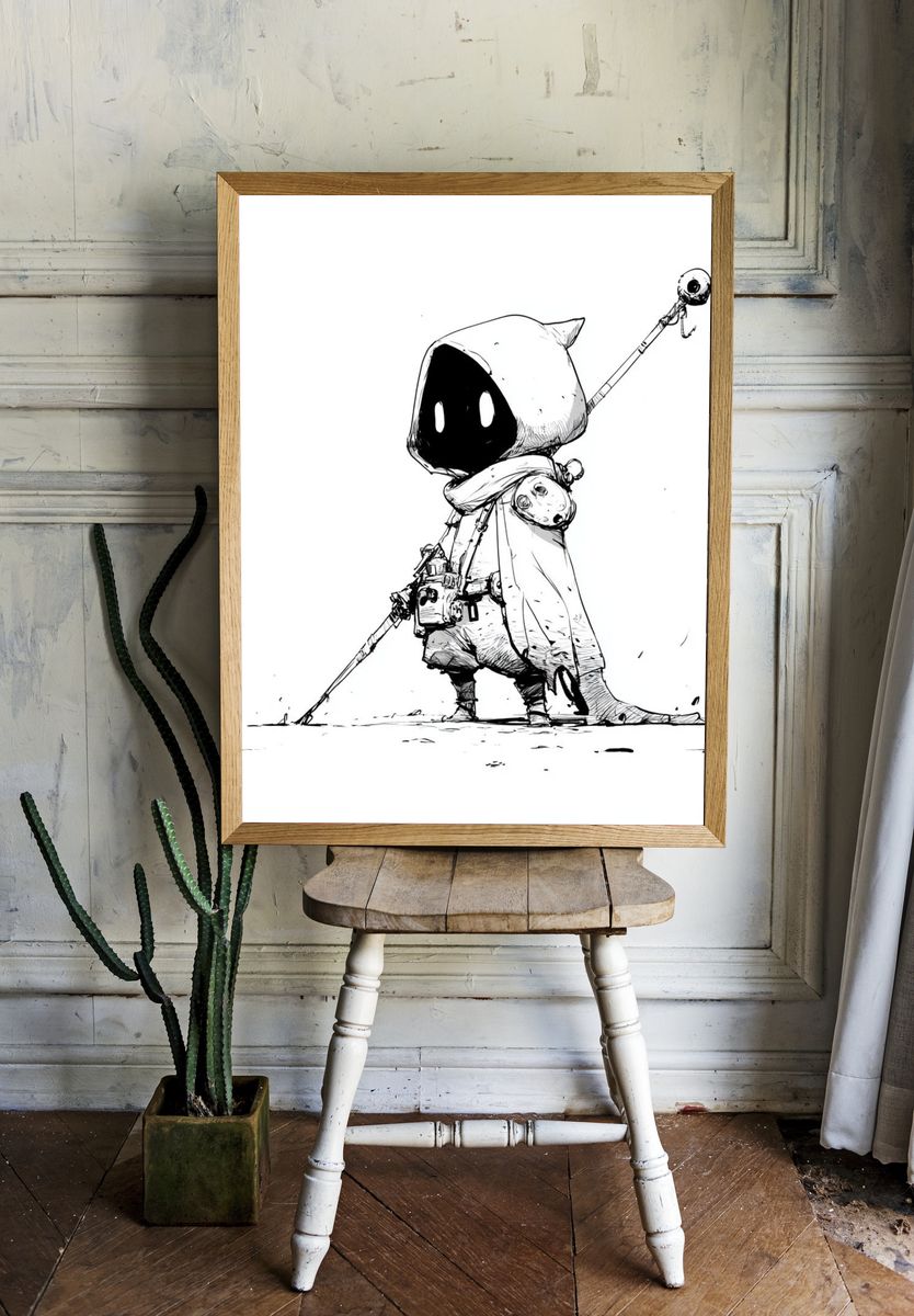 Hooded Reaper Digital Art Poster. room preview