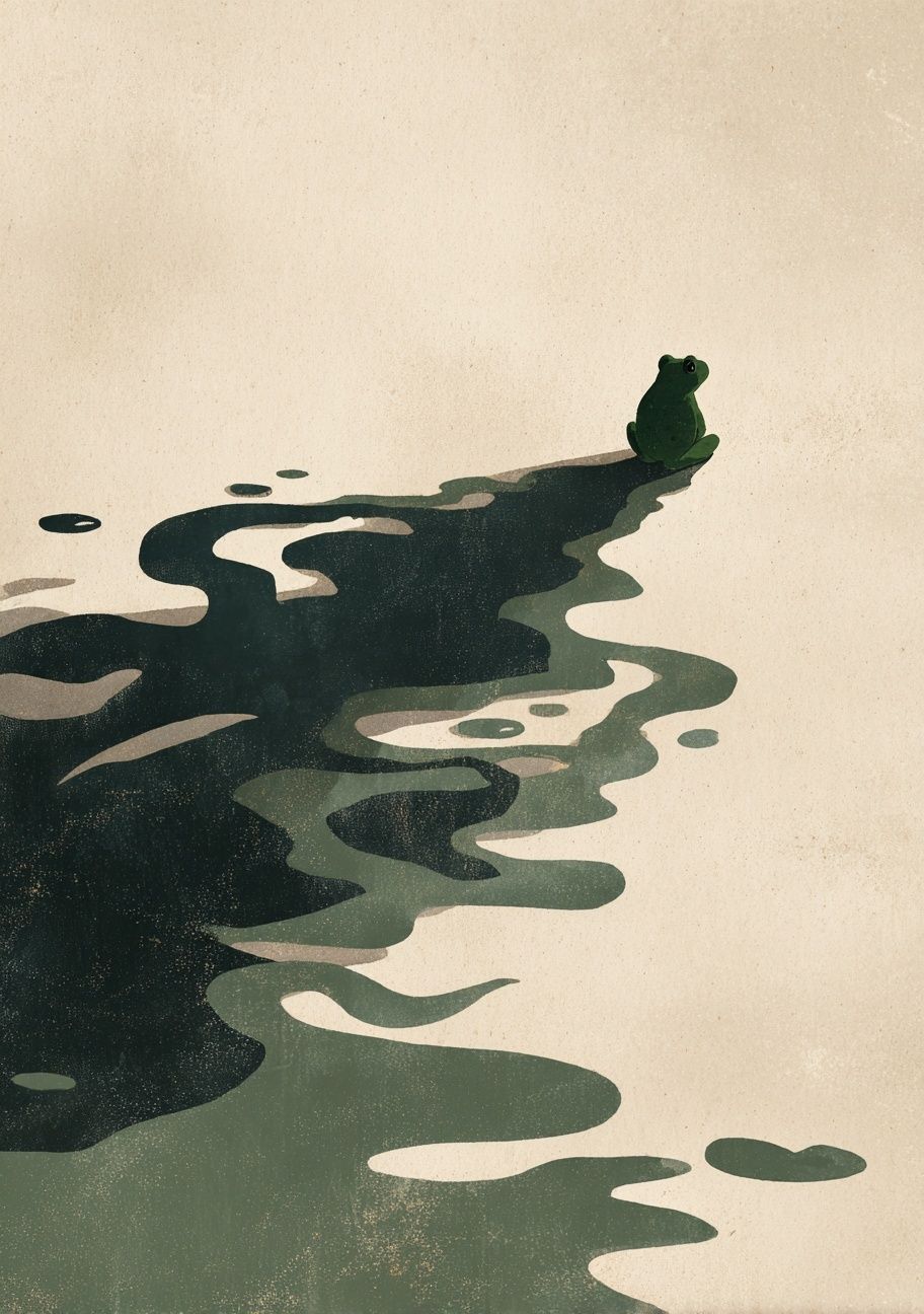 Lonely Frog Pond Illustration Poster. poster detail
