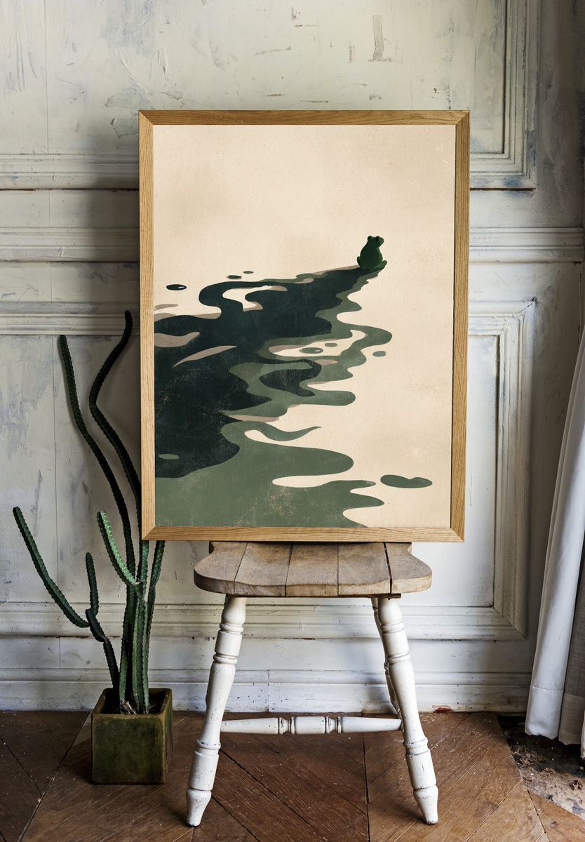Lonely Frog Pond Illustration Poster. room preview