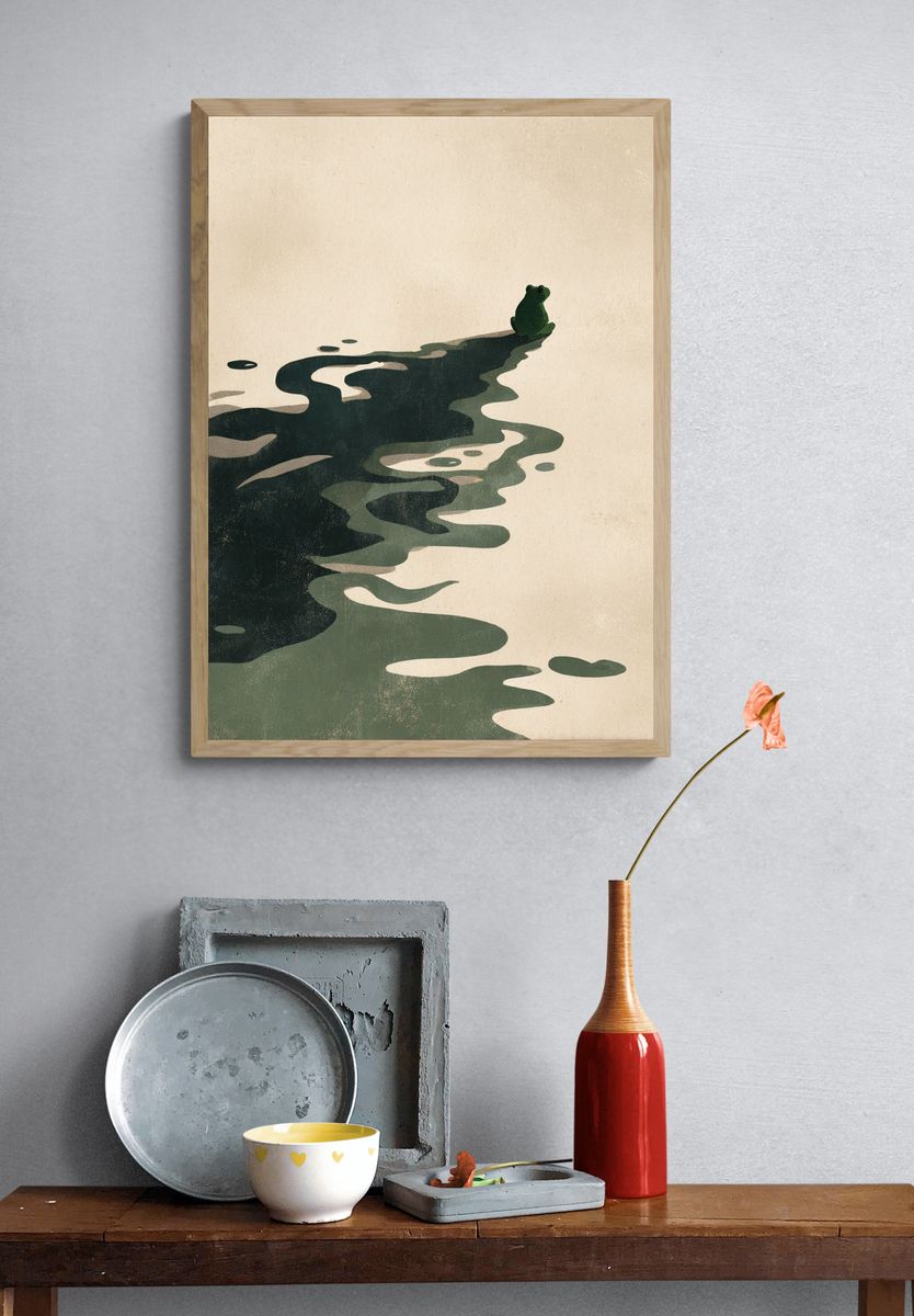 Lonely Frog Pond Illustration Poster. — room view 3