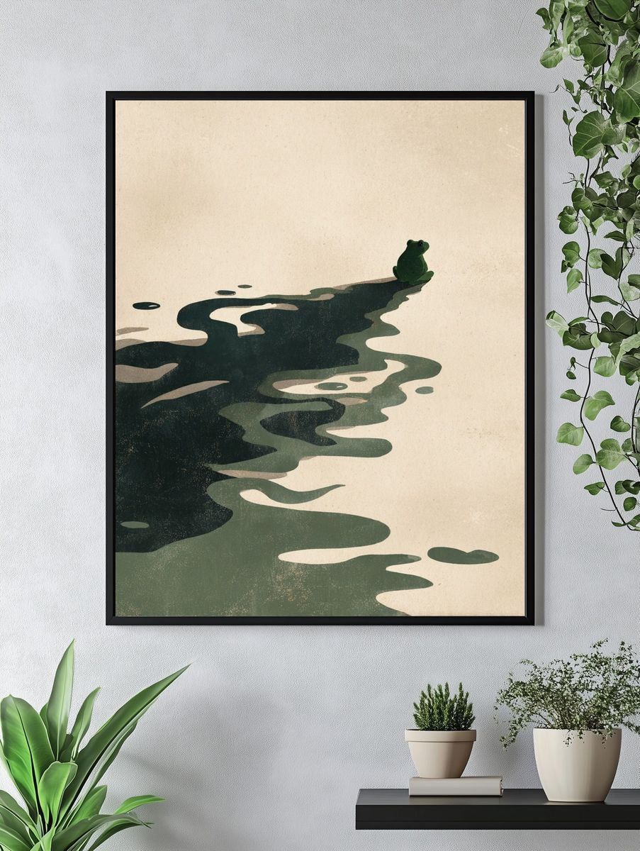 Lonely Frog Pond Illustration Poster. — room view 4