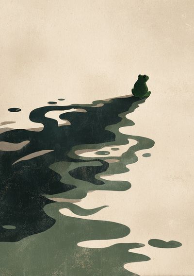 Lonely Frog Pond Illustration Poster.