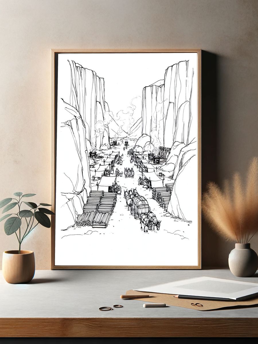 Canyon Caravan Ink Poster. — room view 2