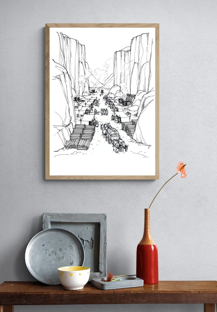 Canyon Caravan Ink Poster. — room view 3