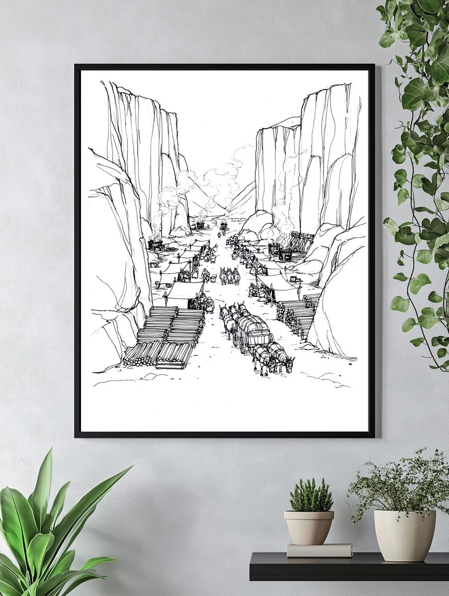 Canyon Caravan Ink Poster. — room view 4