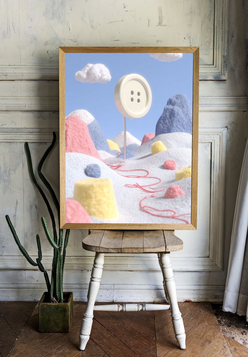 Dreamy Button Landscape Poster. — room view 1
