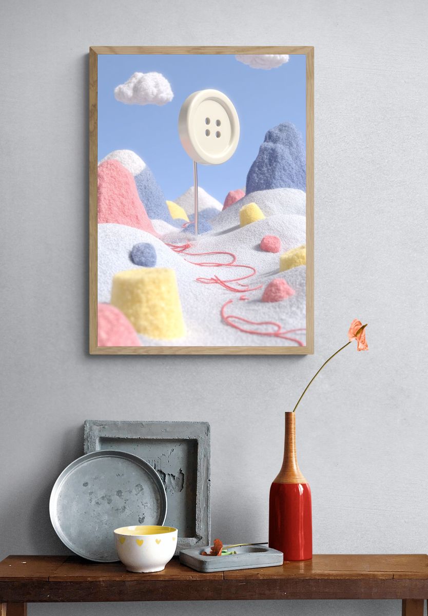 Dreamy Button Landscape Poster. — room view 3