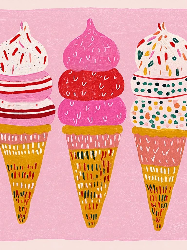 Ice Cream Cones Illustration Poster. poster detail