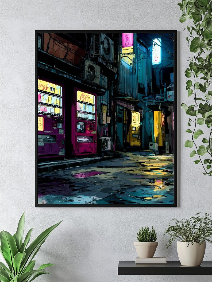 Neon Alley Nightscape Poster. — room view 4