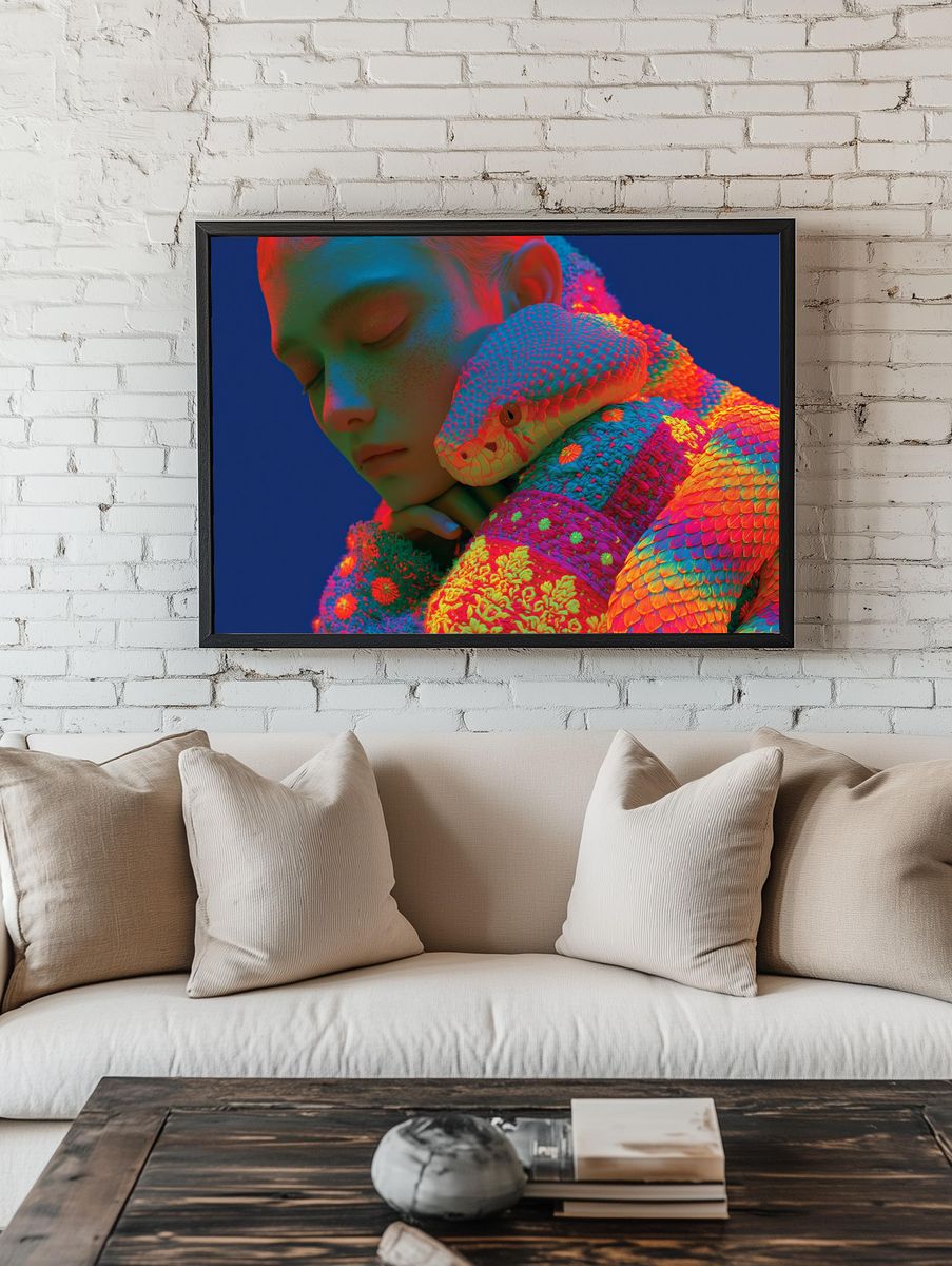 Neon Dream Portrait Print. — room view 1